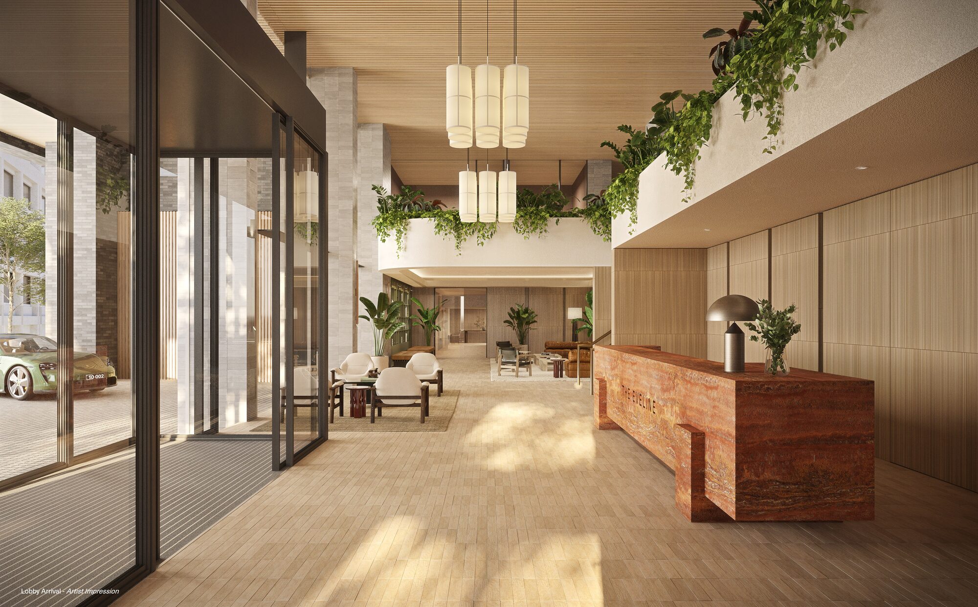 Concierge lobby arrival, artist impression